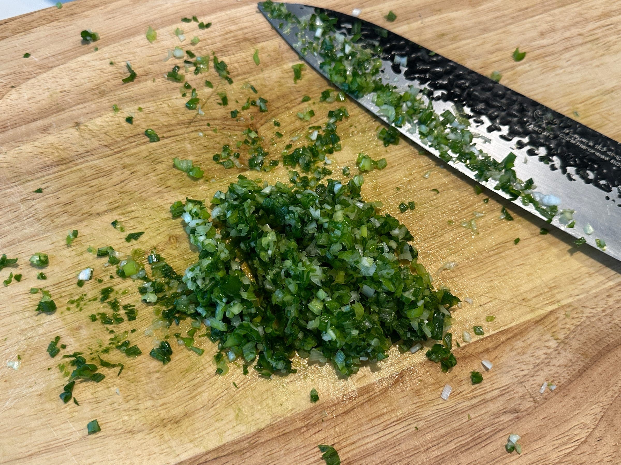 Finely minced — this is where the flavor lives