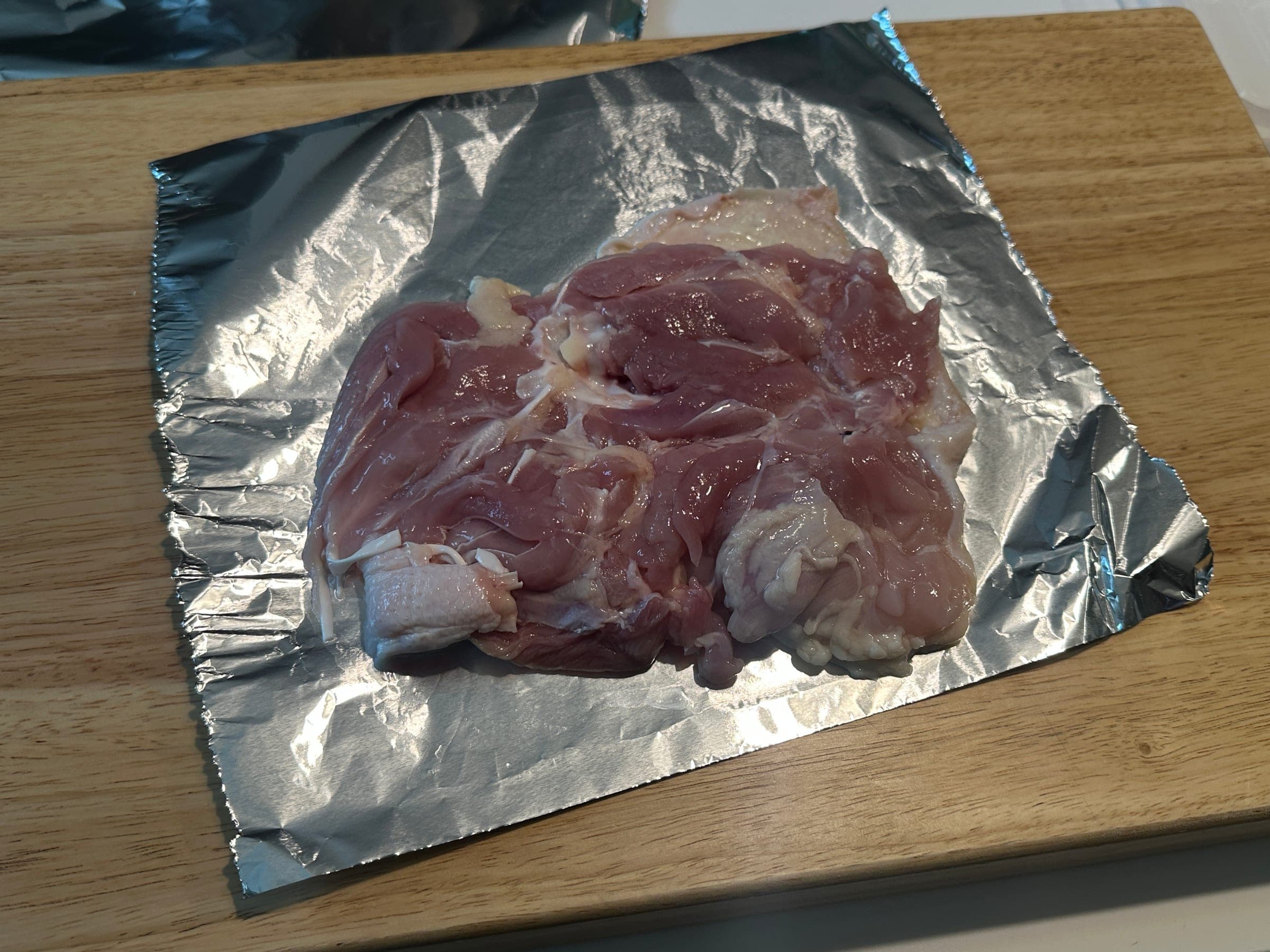 Laid flat on foil before rolling