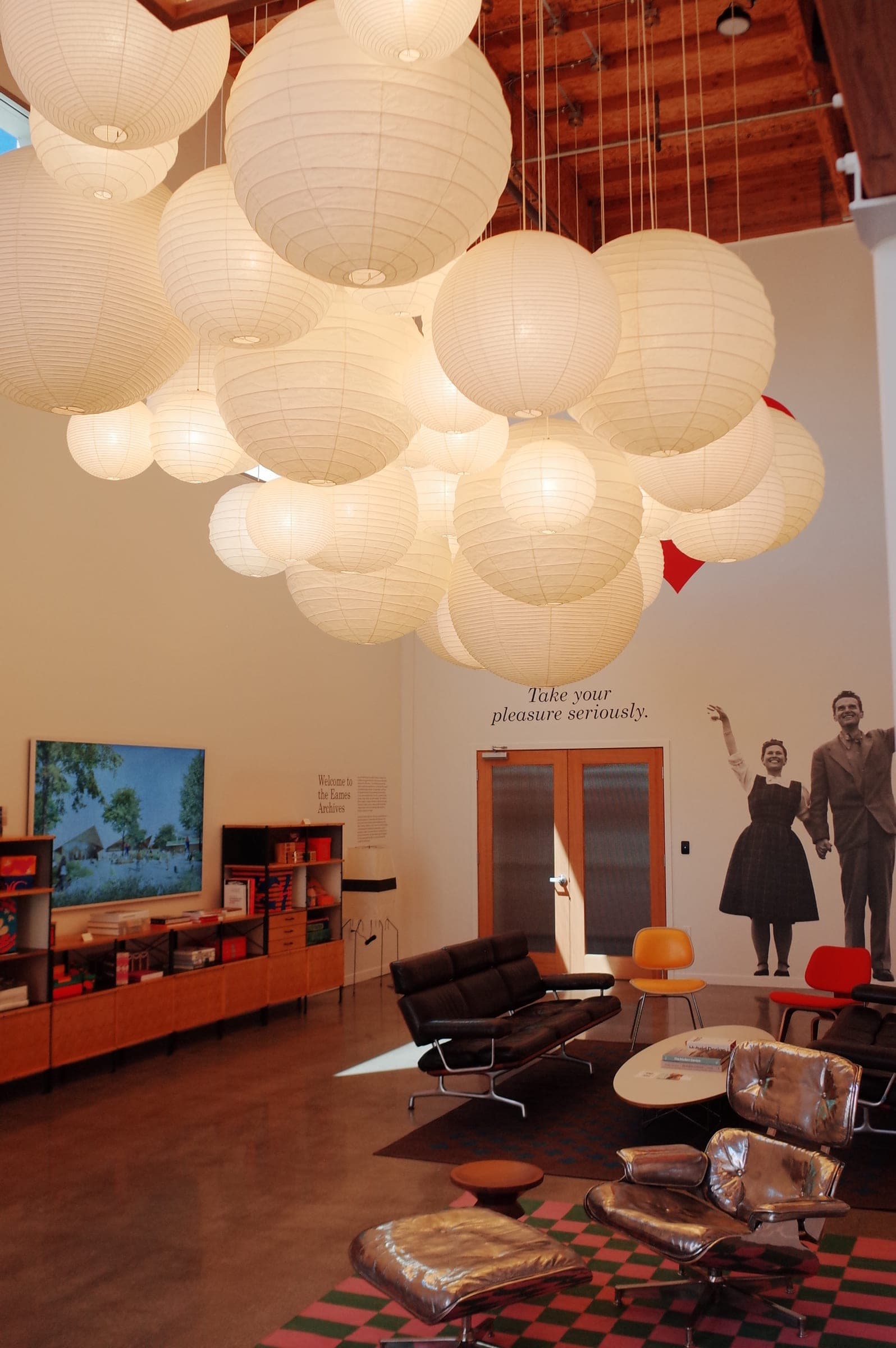 Lounge seating near the archive entrance
