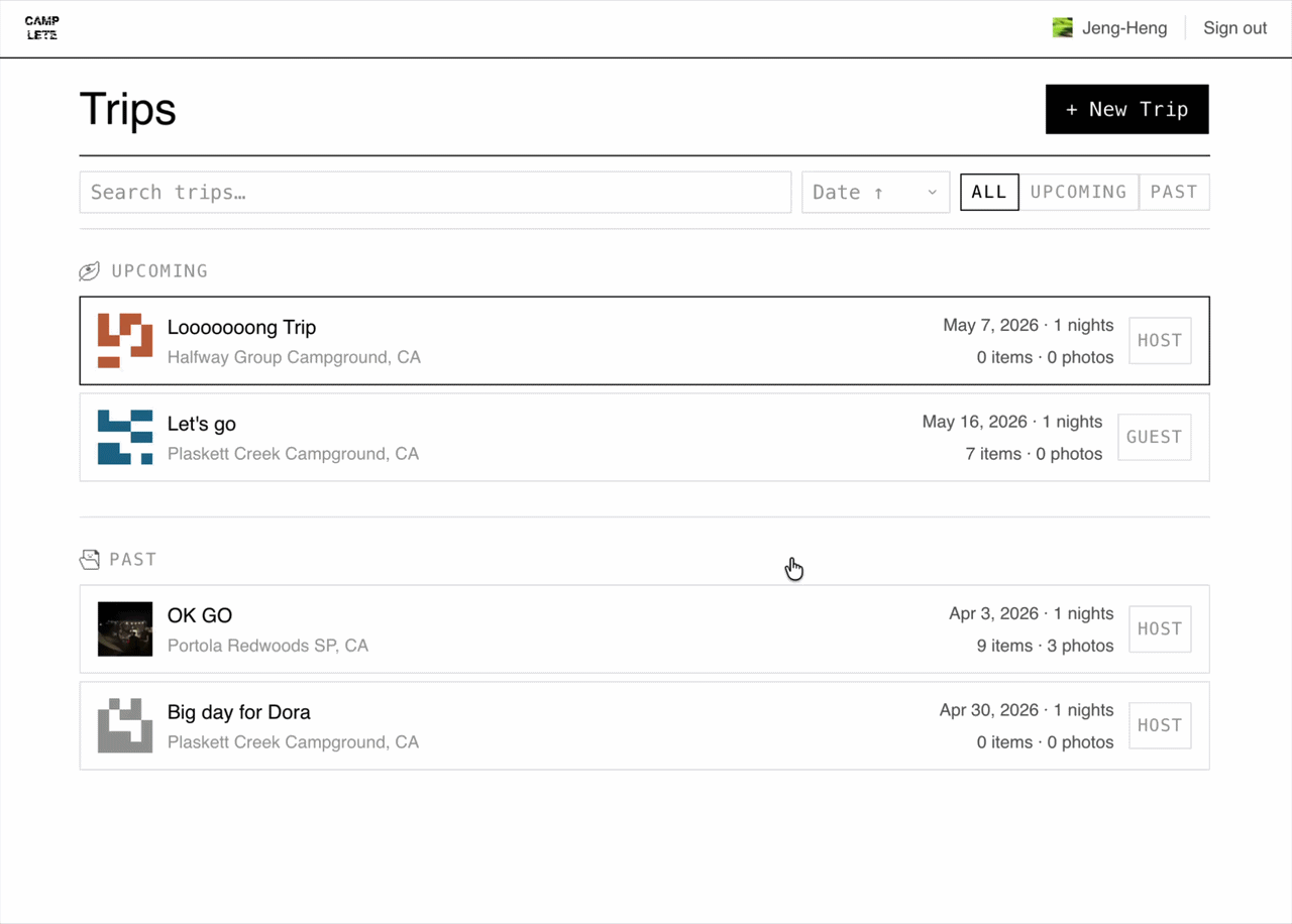 Camplete Dashboard
